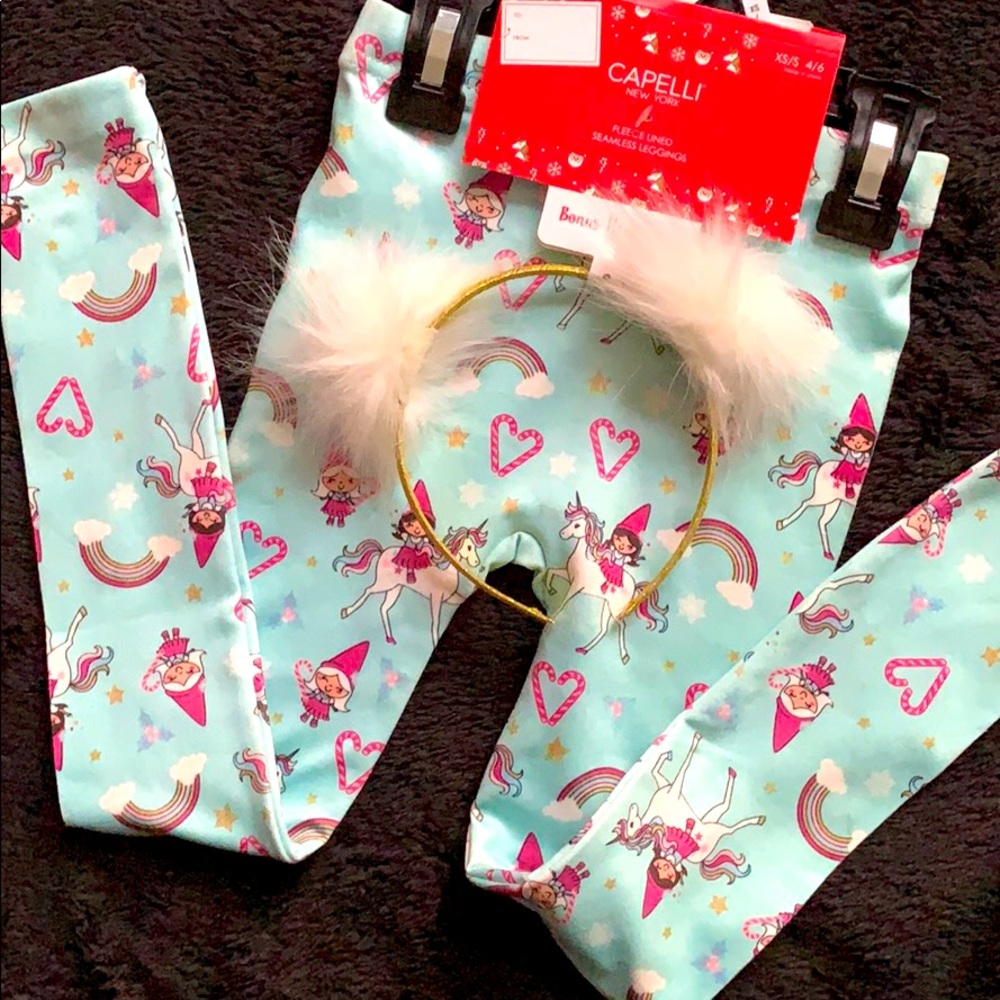 Capellini New York Fleece Lined Leggings 🦄💖🌈